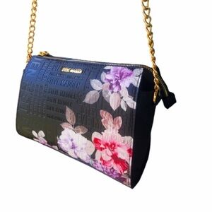 Steve Madden Black and Pink Floral Crossbody Bag